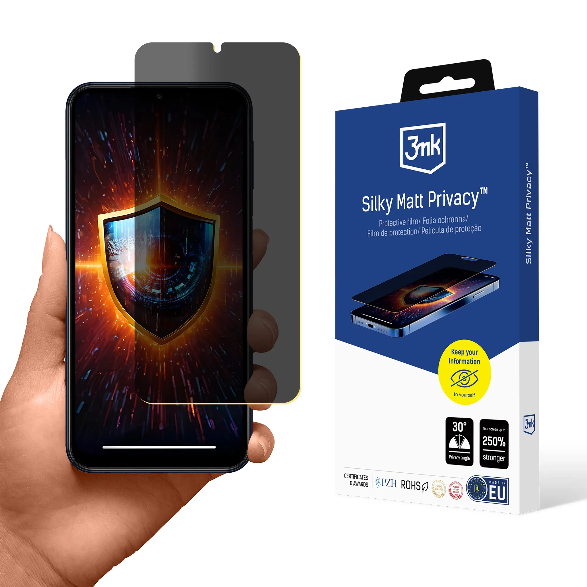 Película de Priveacidade com filtro de privacidade Samsung Galaxy M34 5G - 3mk Silky Matt Privacy